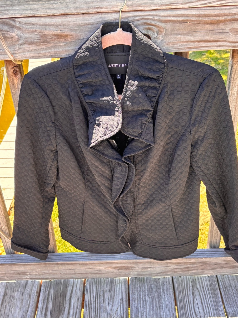 Lafayette 148 Ruffle Front Blazer black sz 4